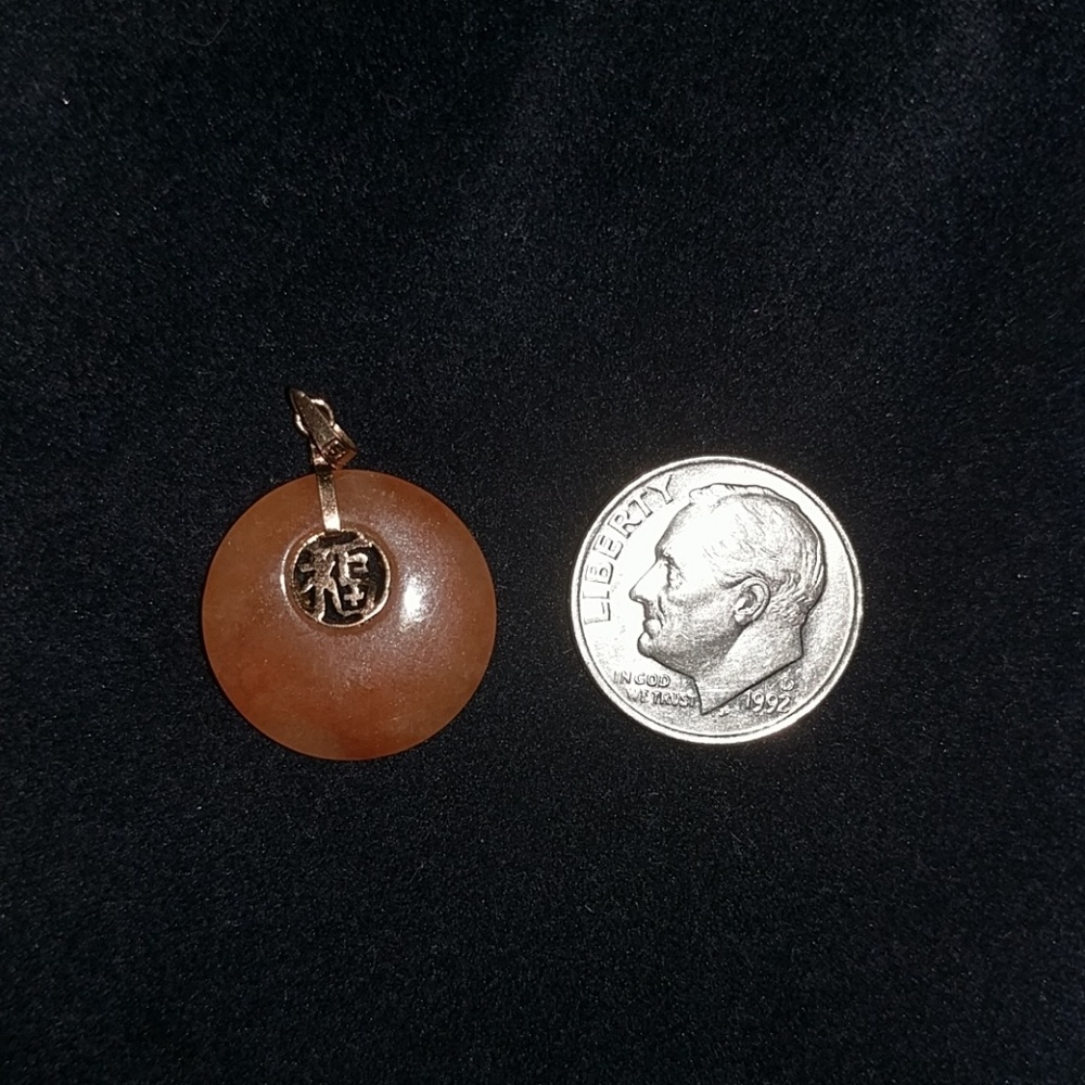 Rare colored 14k Jade Pendant